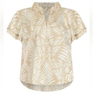 Crown & Ivy Cream Leaf Pattern Blouse plus size